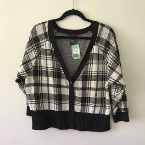 Torrid Plus Plaid Cropped Sweater Knit Cardigan
